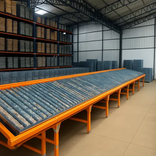 Galpão com bancada e estrutura porta-pallet
