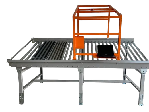 Render da bancada reta horizontal com estação de fotografia
